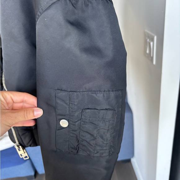 Zara Black Bomber Jacket with Ribbed Collar - Picture 6 of 7